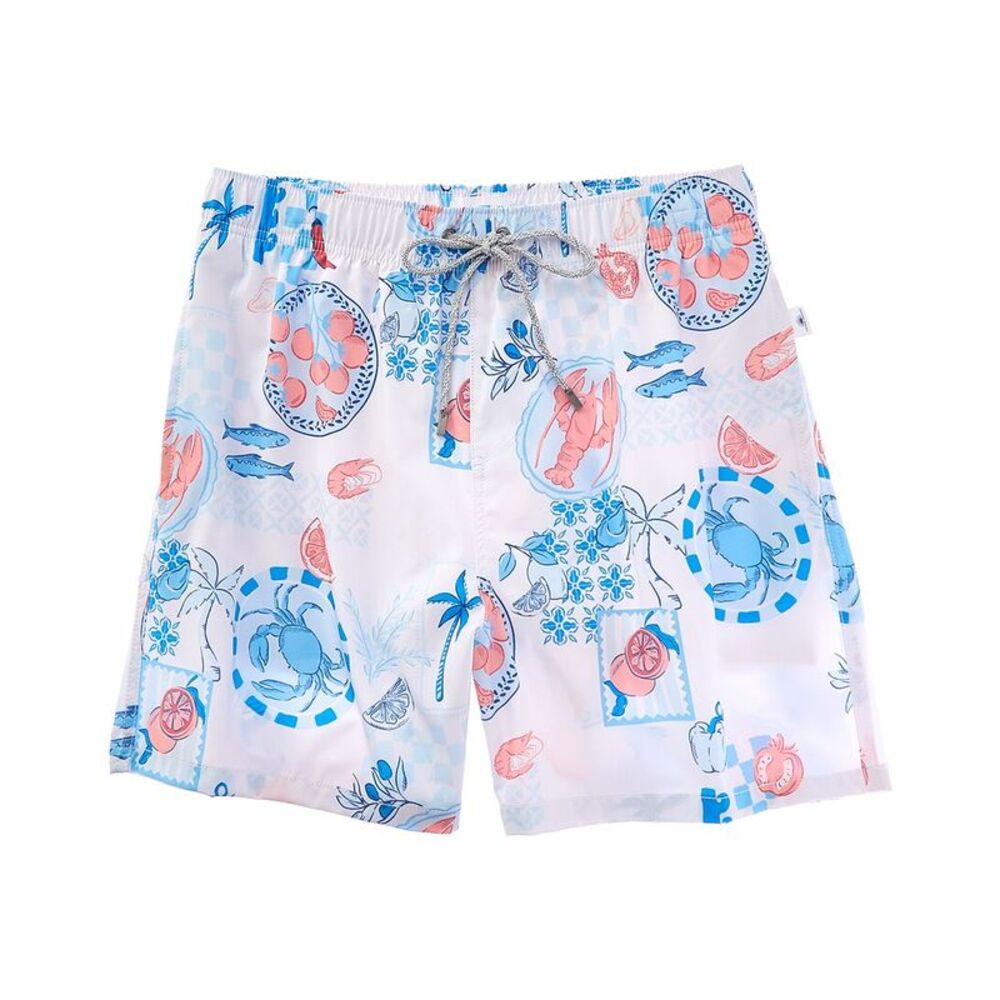 Vintage Summer Mens  4-Way Swim Short, White